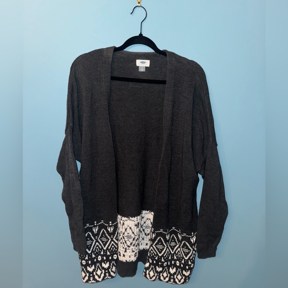 Old Navy Charcoal and White Women's Open-front Cardigan
